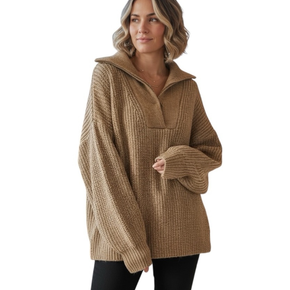 AEMI + Co Large Oversized Wool Blend Knit Pullover Sweater